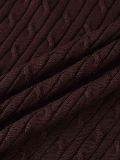 Knit Cable Sweater-Brown