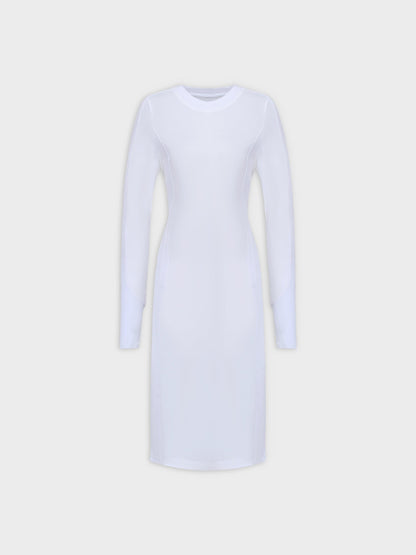 CREW NECK POCKET TEE DRESS 41"-WHITE