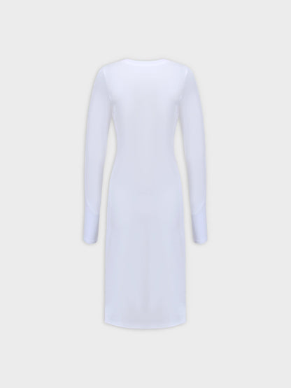 CREW NECK POCKET TEE DRESS 41"-WHITE