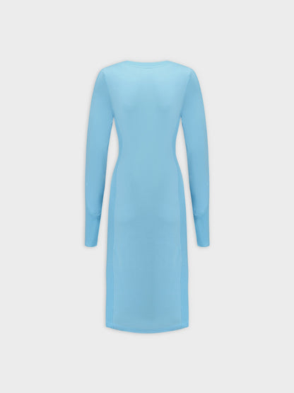 CREW NECK POCKET TEE DRESS 41"-SKY BLUE