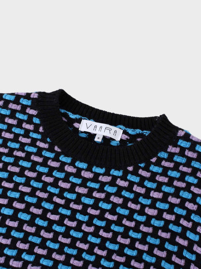Basket Weave Sweater-Lavender/Blue