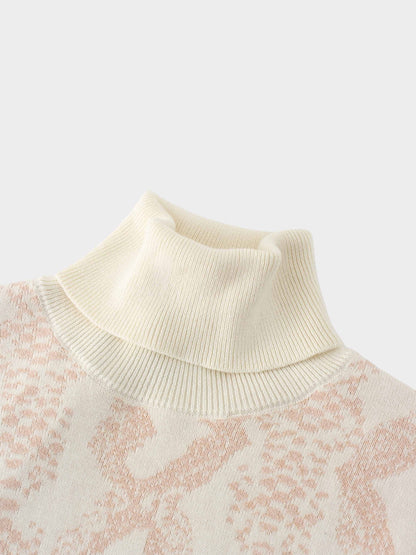 Reptile Print Sweater-Cream/Peach