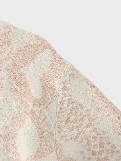 Reptile Print Sweater-Cream/Peach