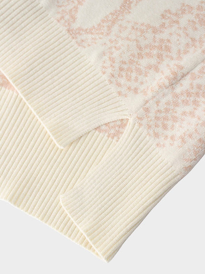 Reptile Print Sweater-Cream/Peach