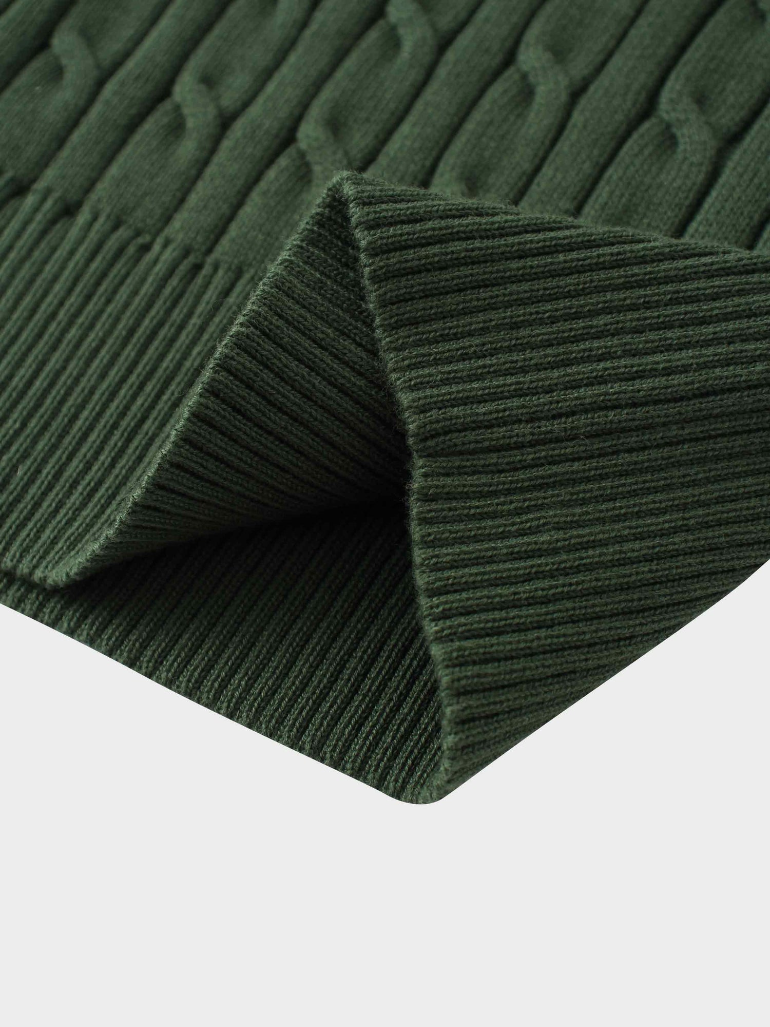 Crew Neck Cable Sweater-Hunter Green