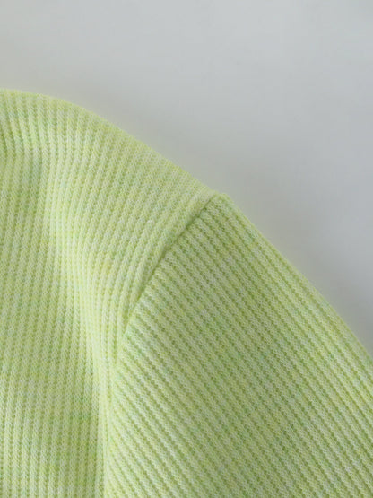 Ribbed Collar T-Shirt-Yellow