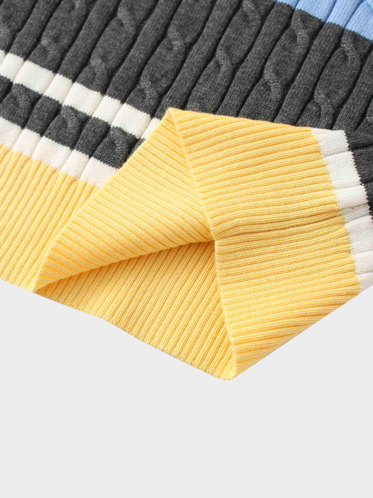 Striped Cable Sweater-Grey Stripe
