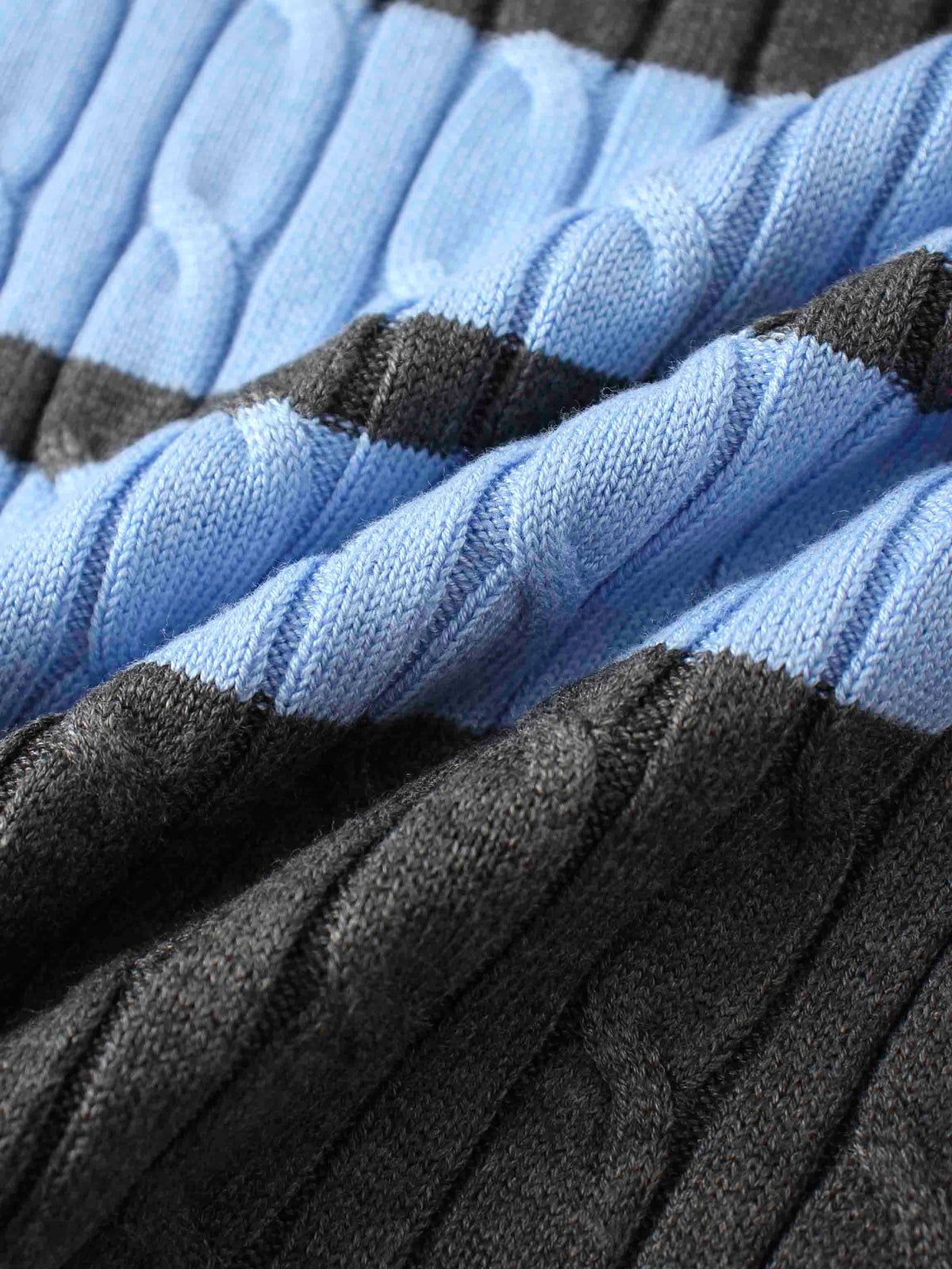 Striped Cable Sweater-Grey Stripe