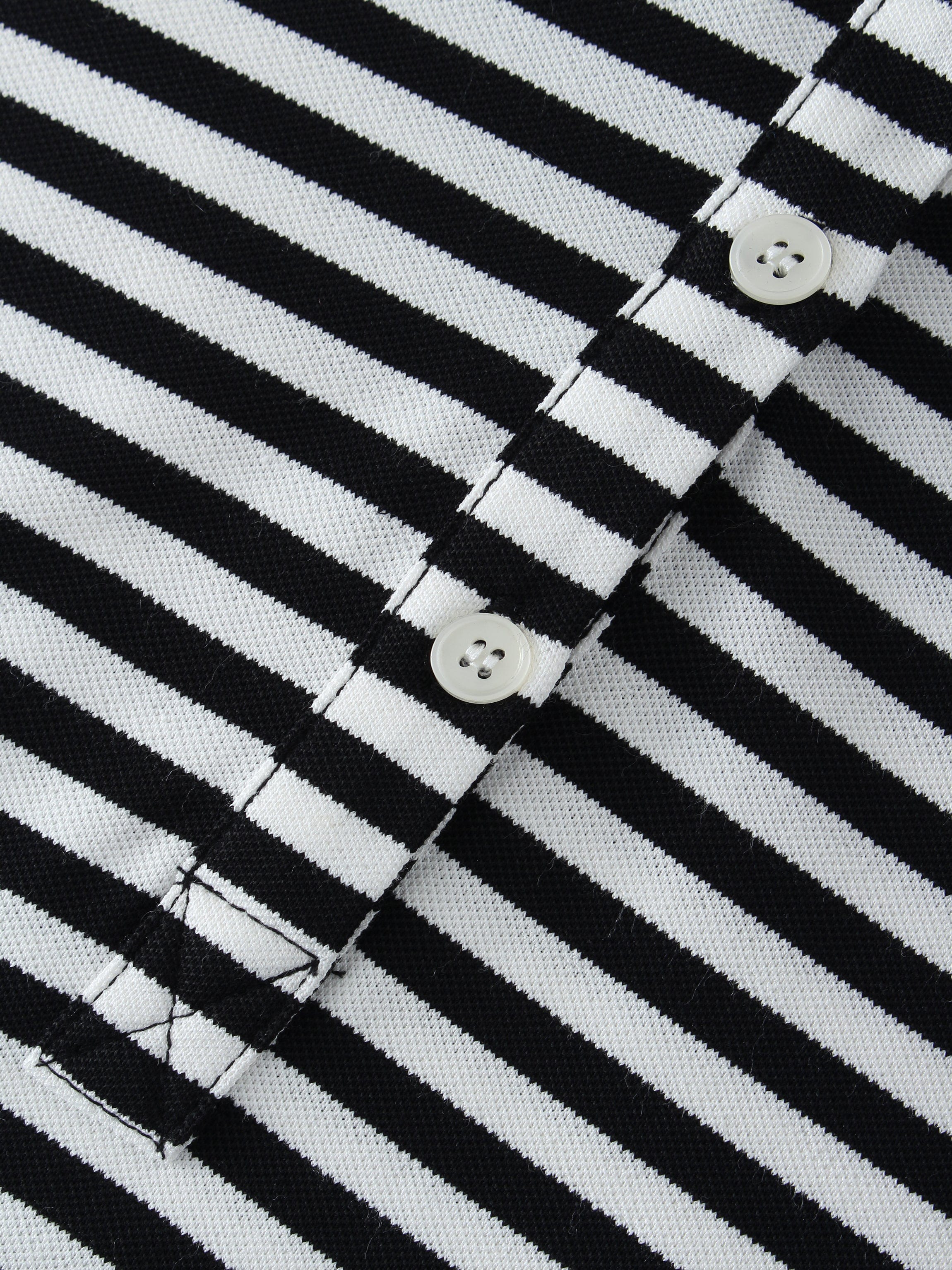 Striped Collar Tee-Black/White