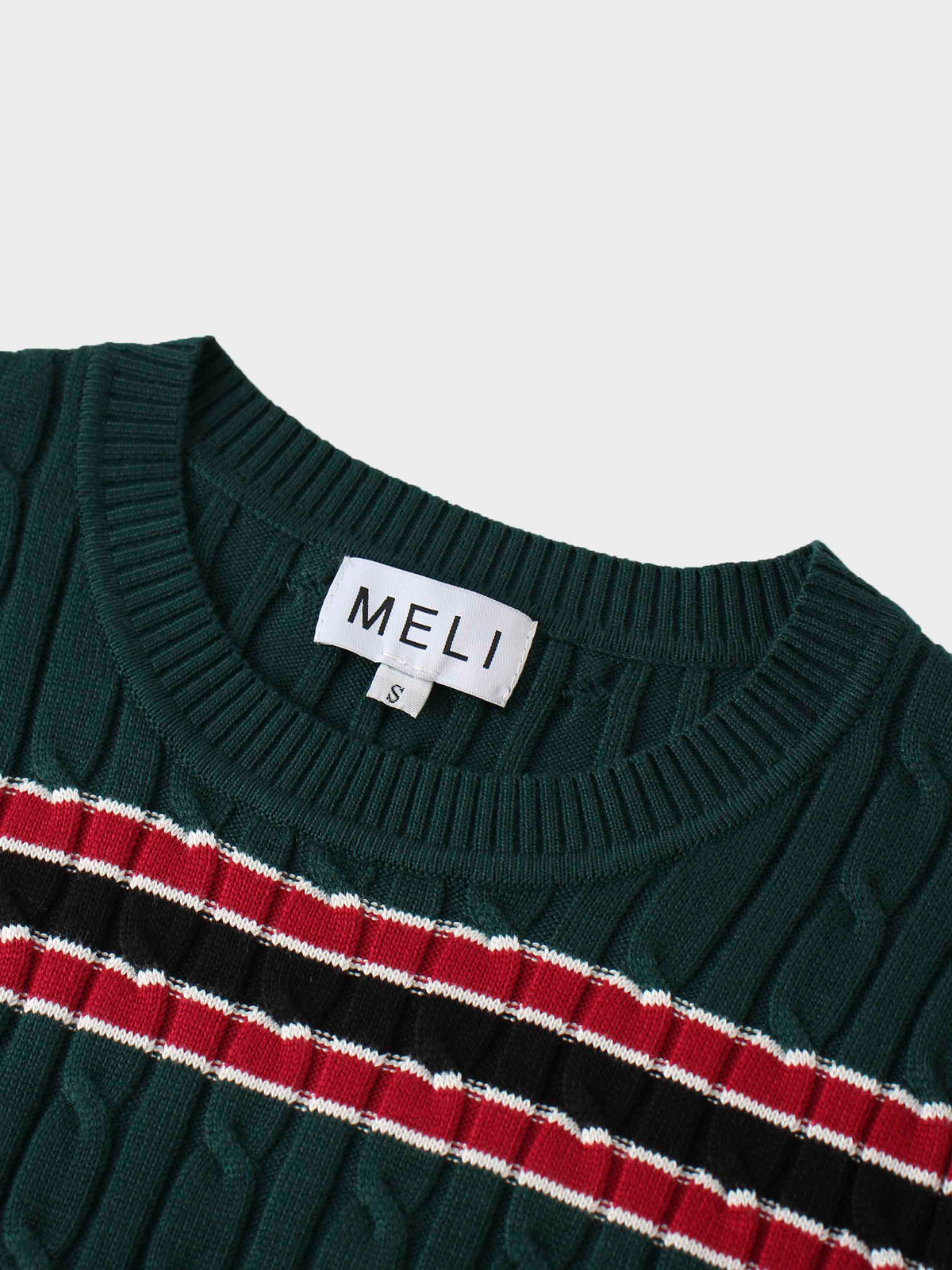 Striped Cable Sweater-Green Stripe