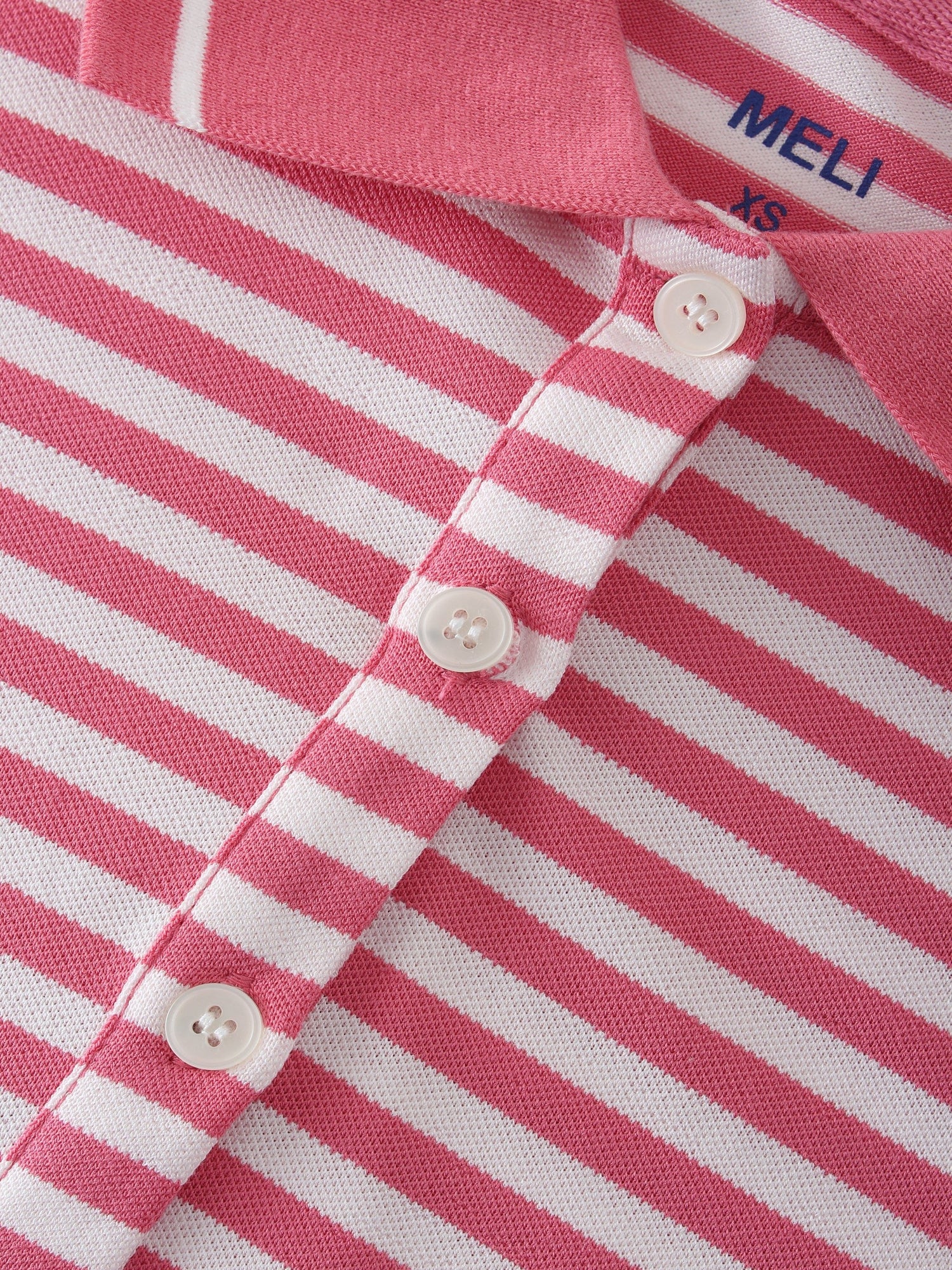 Striped Collar Tee-Pink/White