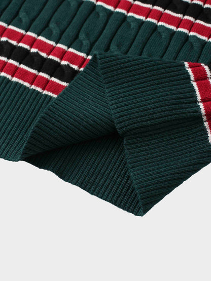 Striped Cable Sweater-Green Stripe
