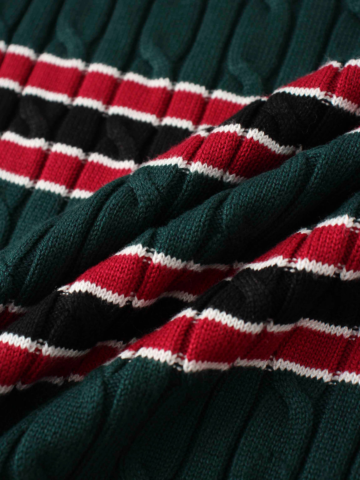 Striped Cable Sweater-Green Stripe