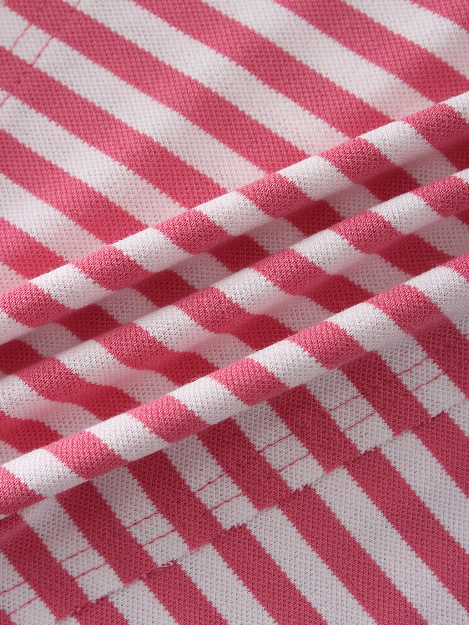 Striped Collar Tee-Pink/White