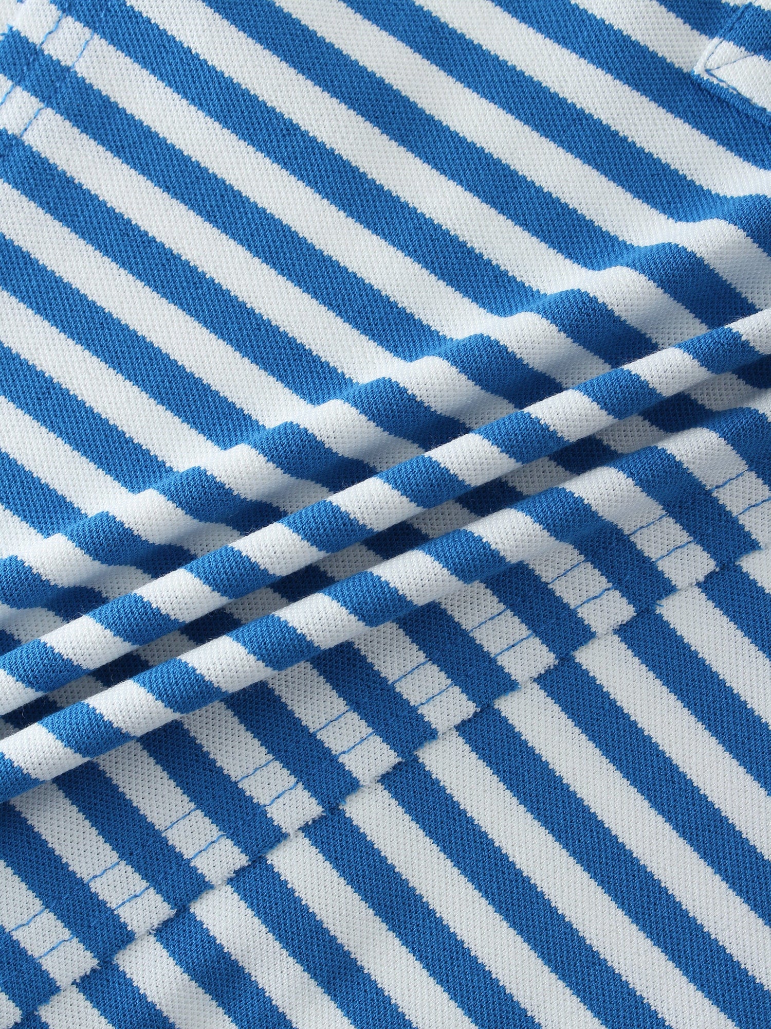 Striped Collar Tee-Blue/White