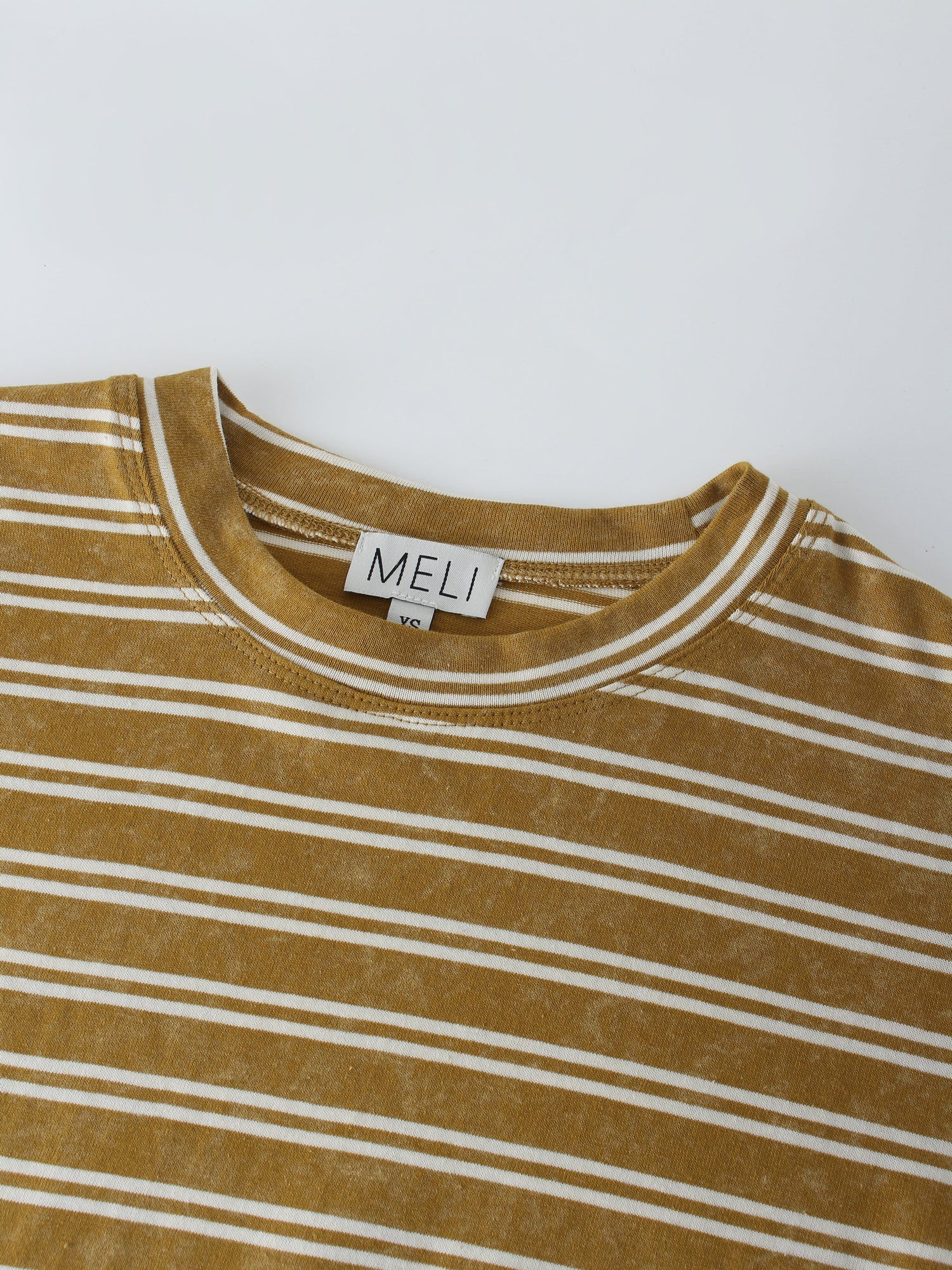 Striped Boxy Tee-Washed Tan