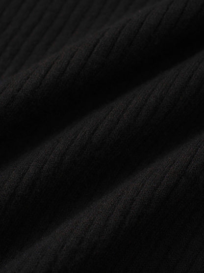 Knit Crop Sweater Dress Set-Black/Cream