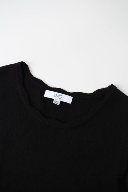 Knit Crop Sweater Dress Set-Black/Cream