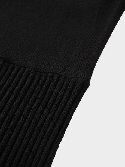 Knit Crop Sweater Dress Set-Black/Cream
