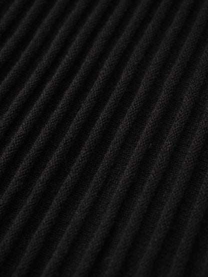 Knit Crop Sweater Dress Set-Black/Cream