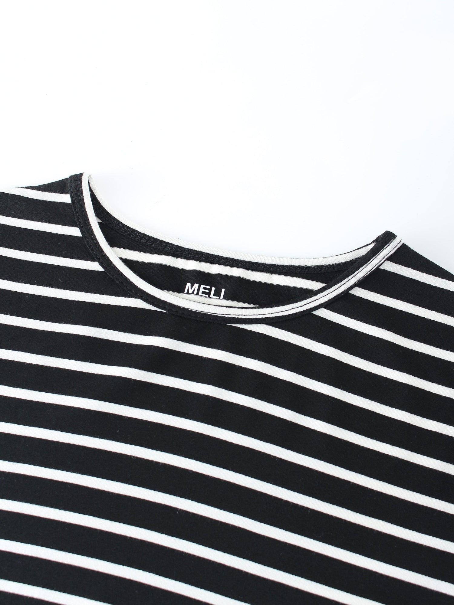 Butter Soft Striped Crew-Black/White