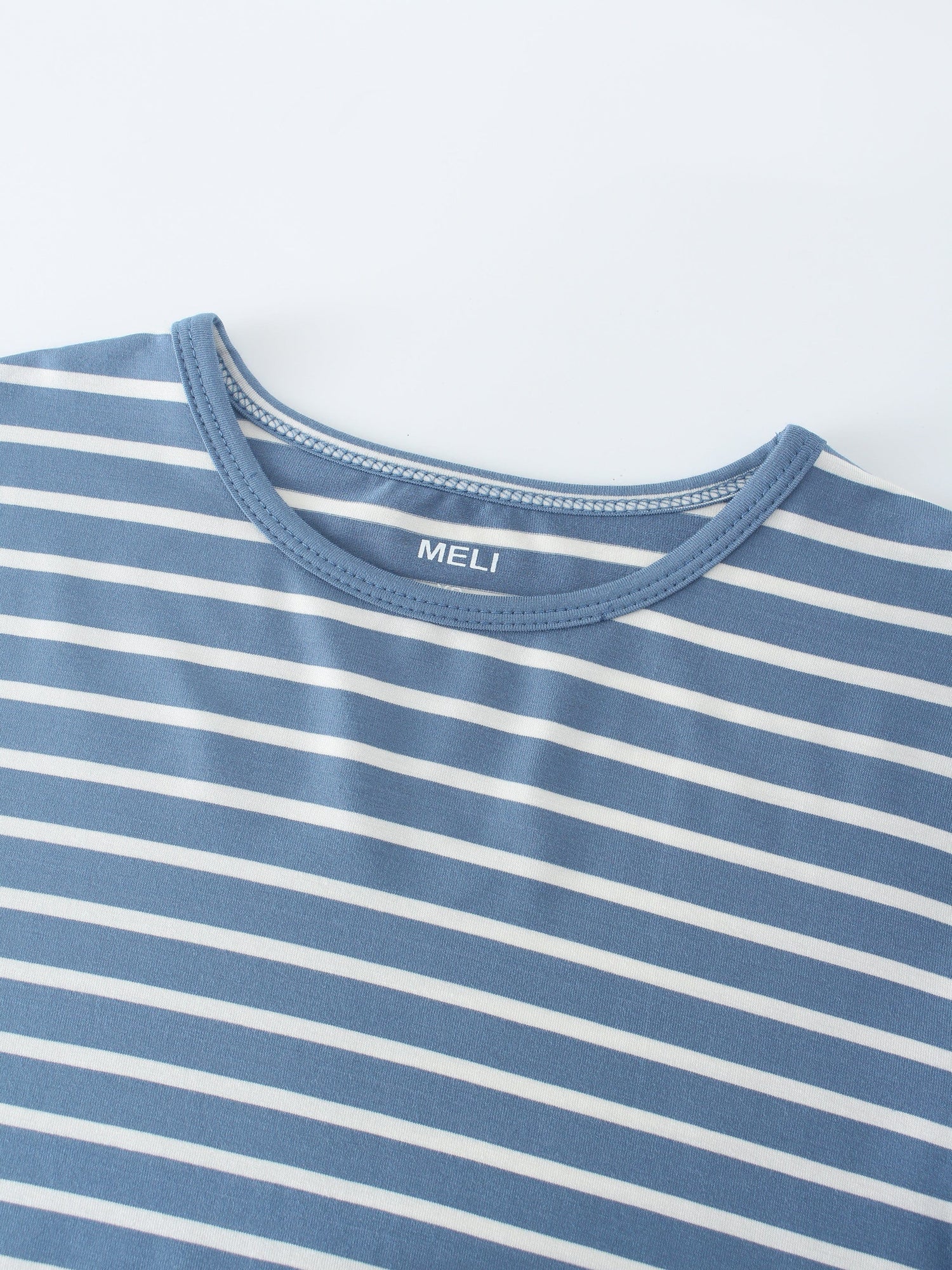 Butter Soft Striped Crew-Blue/White