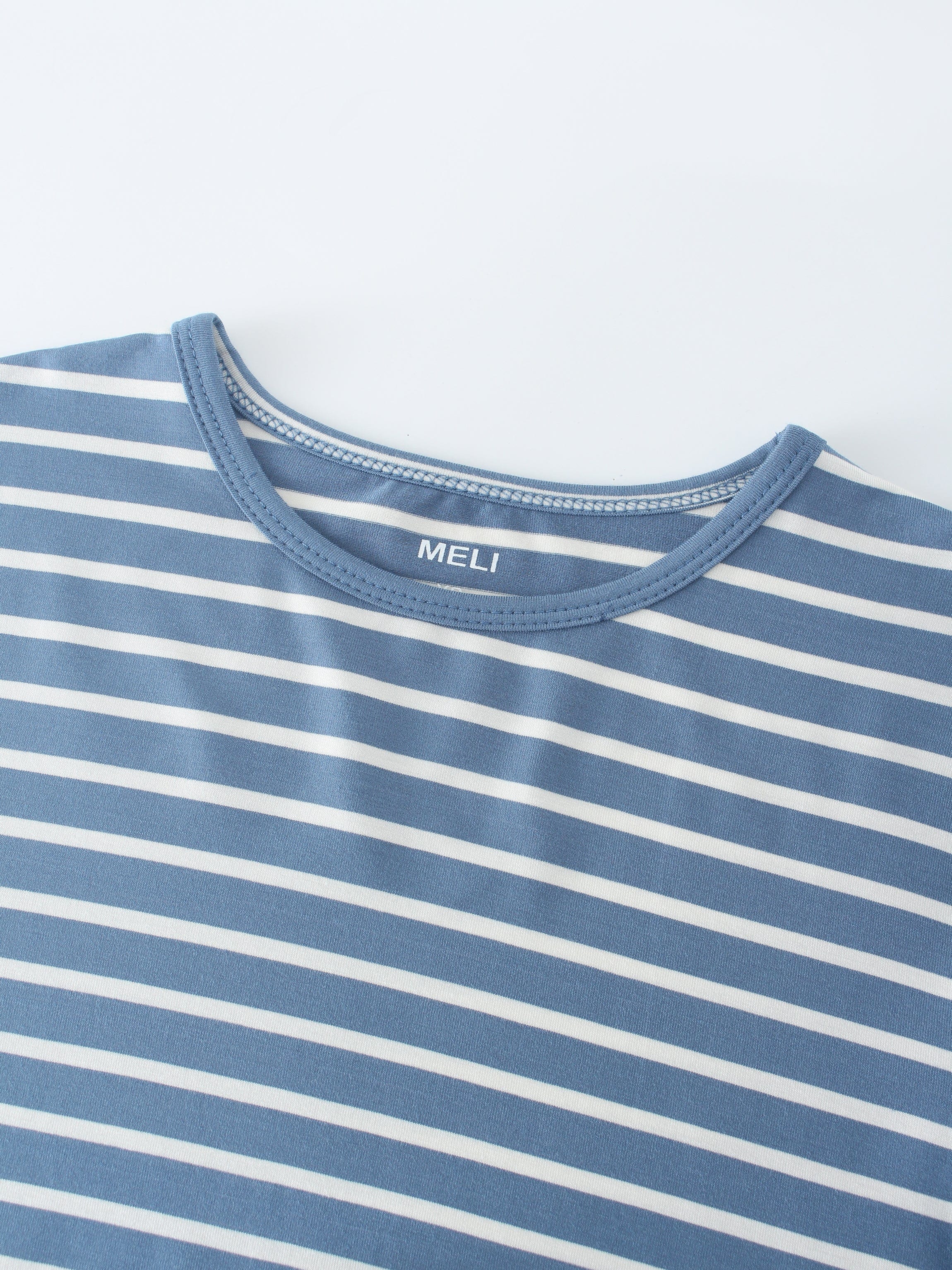 Butter Soft Striped Crew-Blue/White