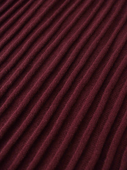 Knit Crop Sweater Dress Set-Burgundy/Pink