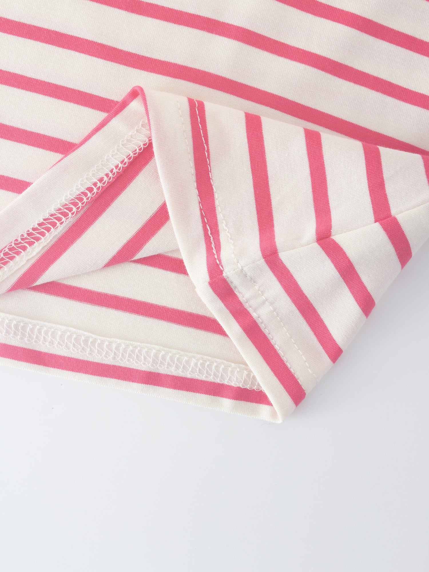 Butter Soft Striped Crew-Hot Pink/White