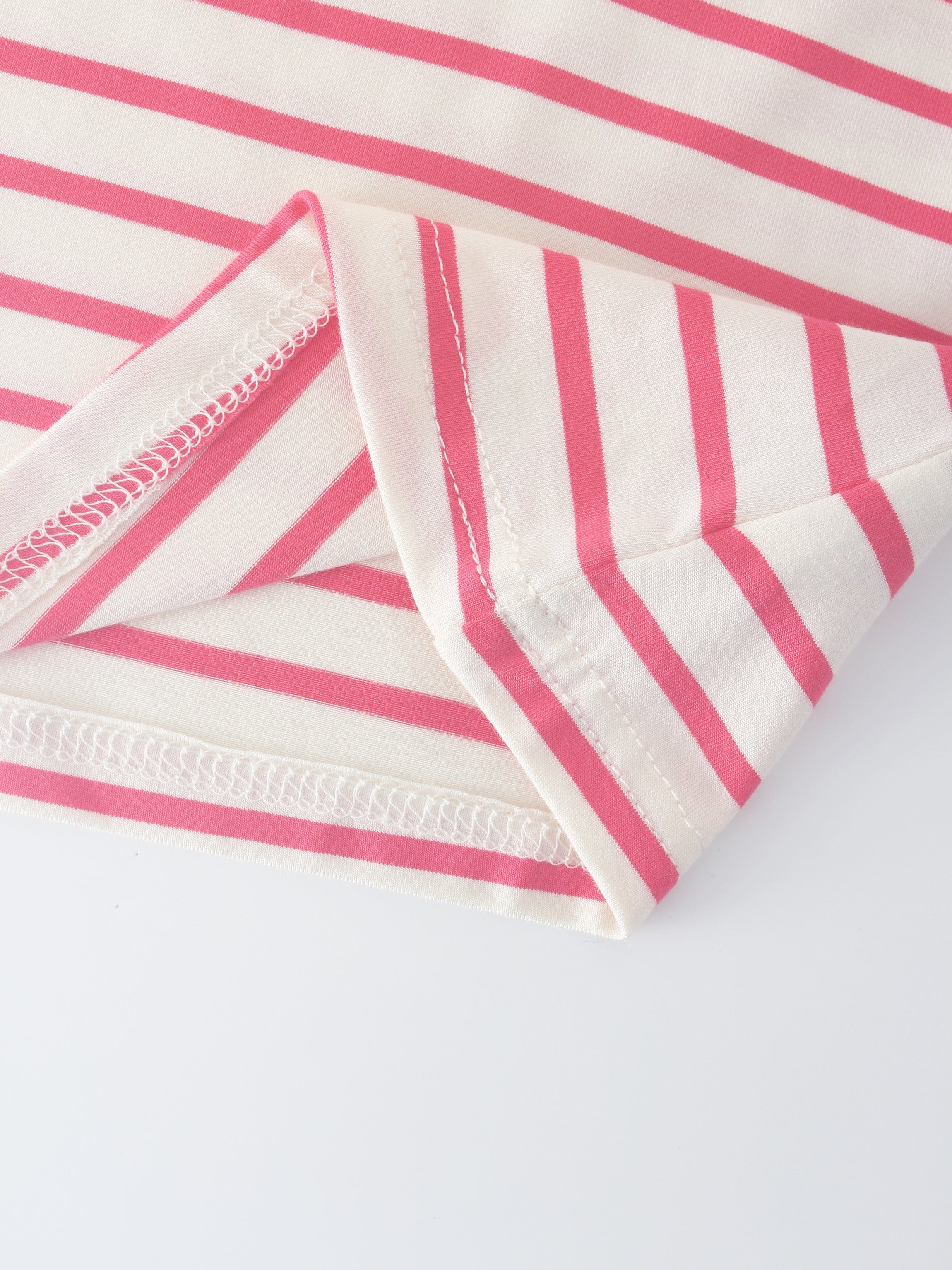 Butter Soft Striped Crew-Hot Pink/White