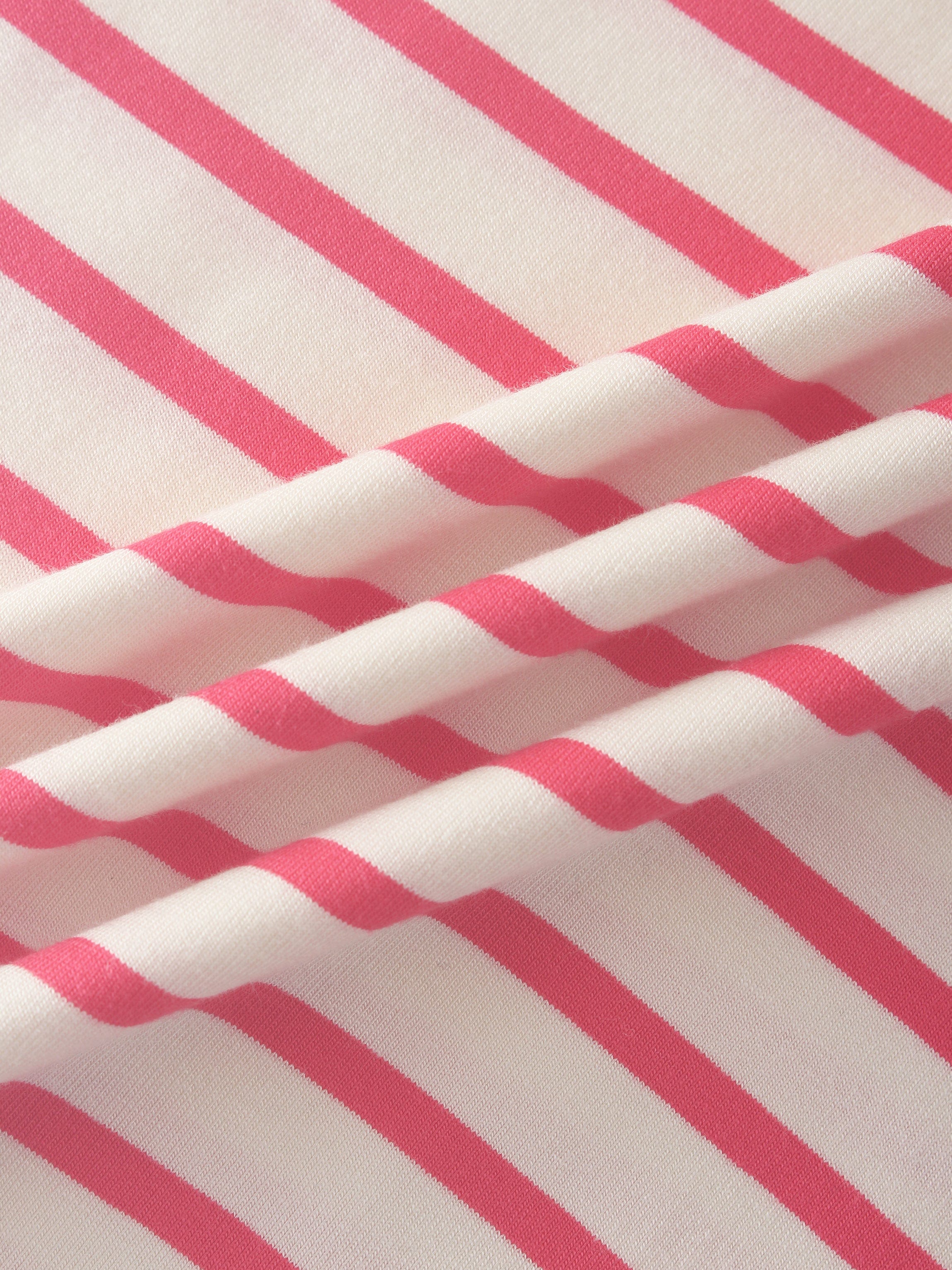 Butter Soft Striped Crew-Hot Pink/White