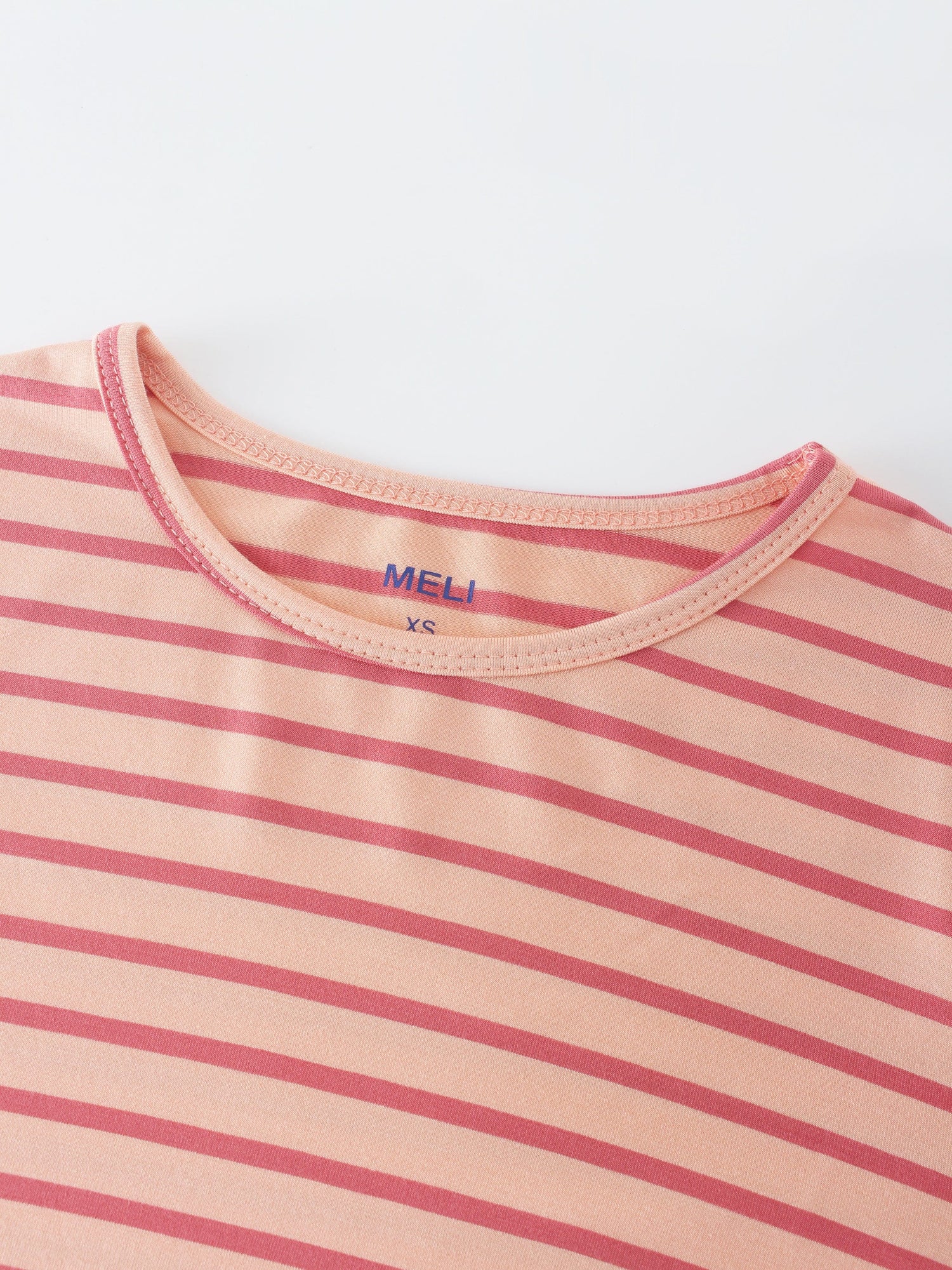 Butter Soft Striped Crew-Peach/Raspberry