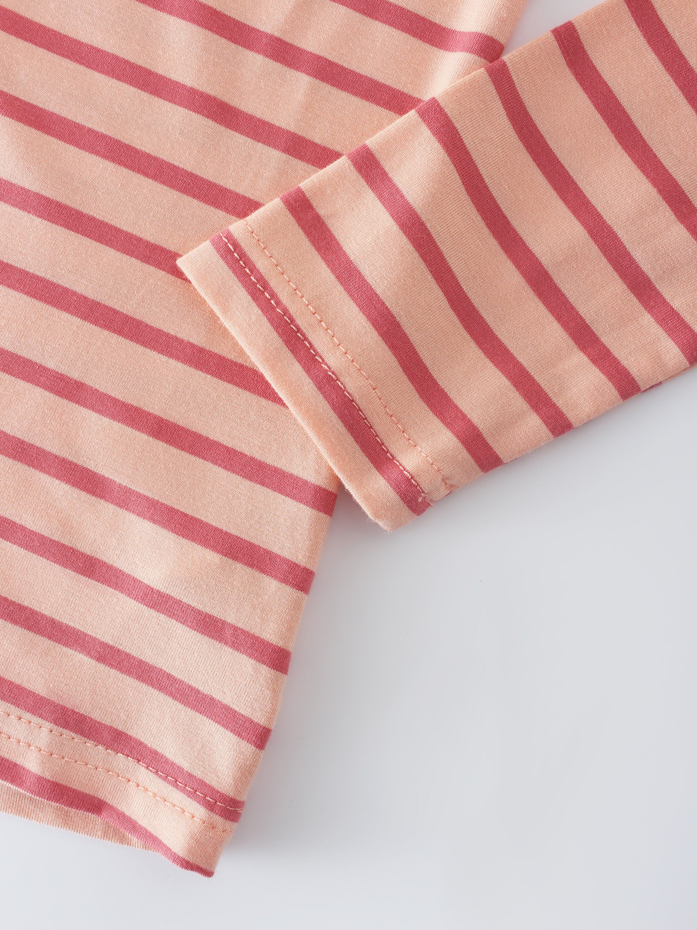 Butter Soft Striped Crew-Peach/Raspberry