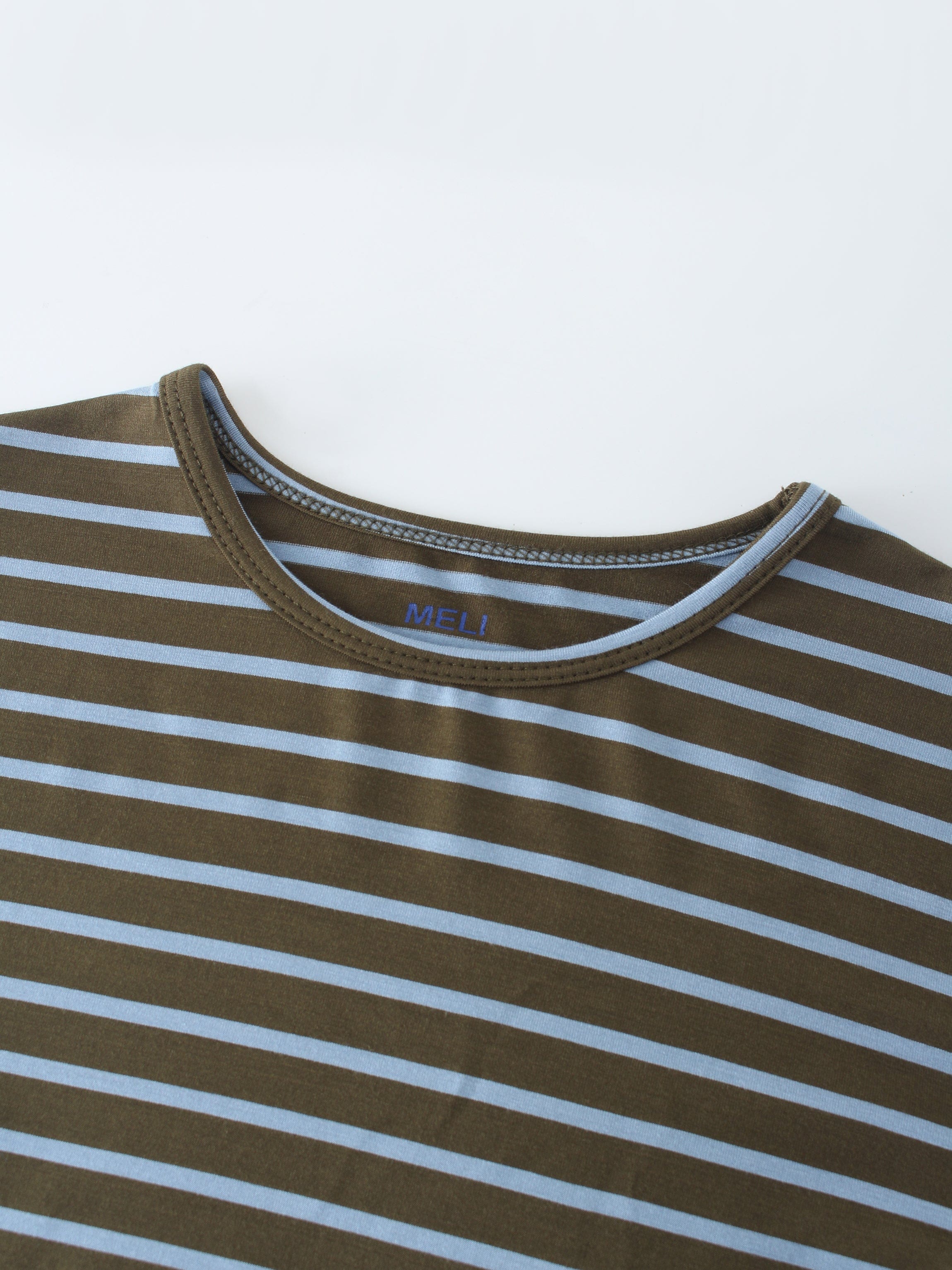 Butter Soft Striped Crew-Olive/Light Blue