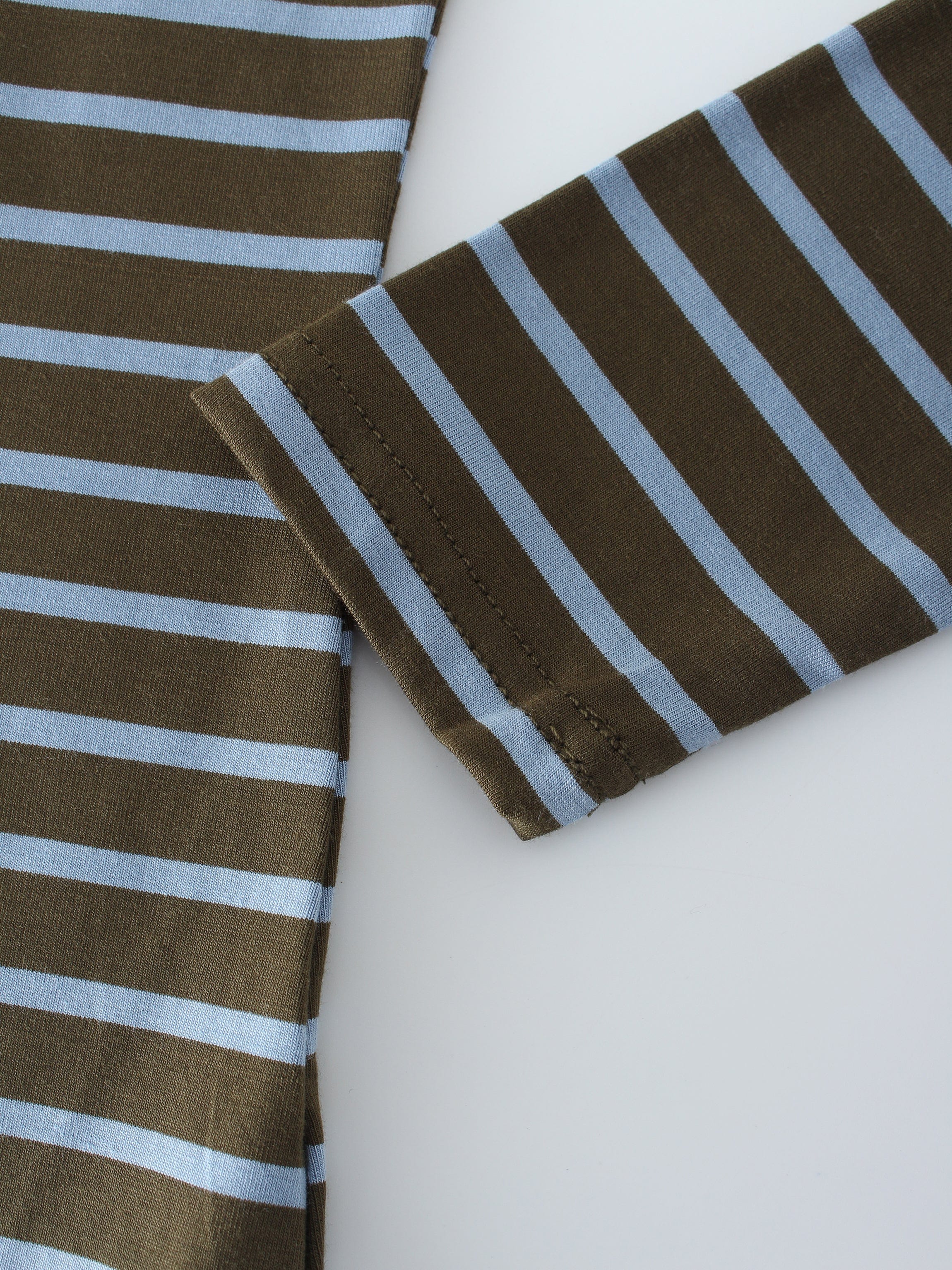 Butter Soft Striped Crew-Olive/Light Blue