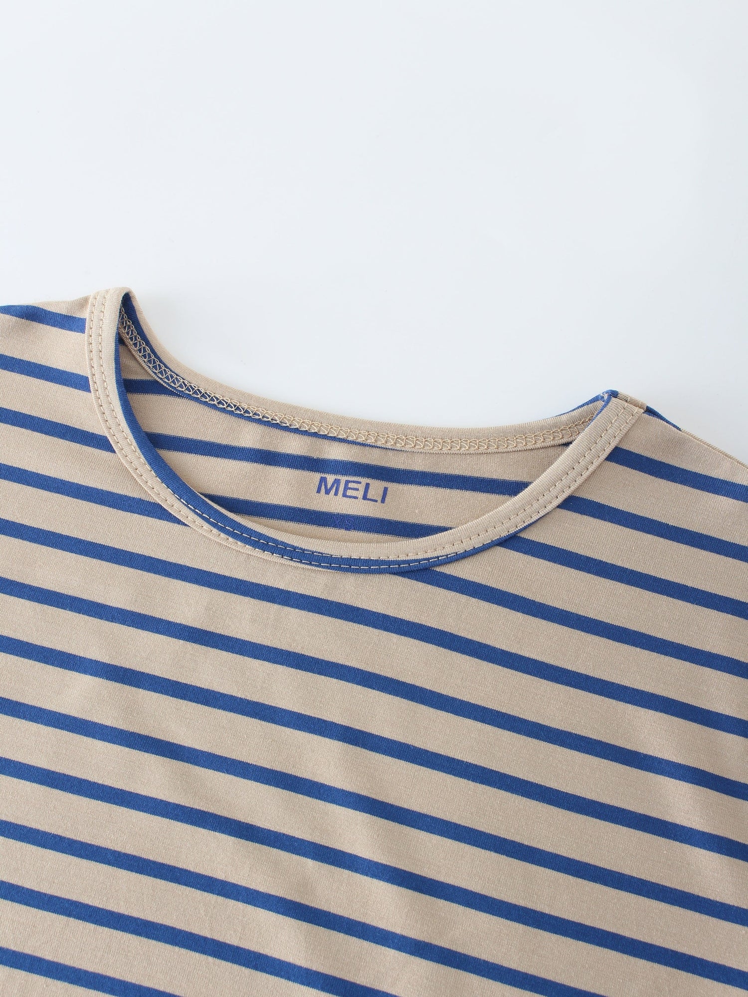 Butter Soft Striped Crew-Tan/Blue