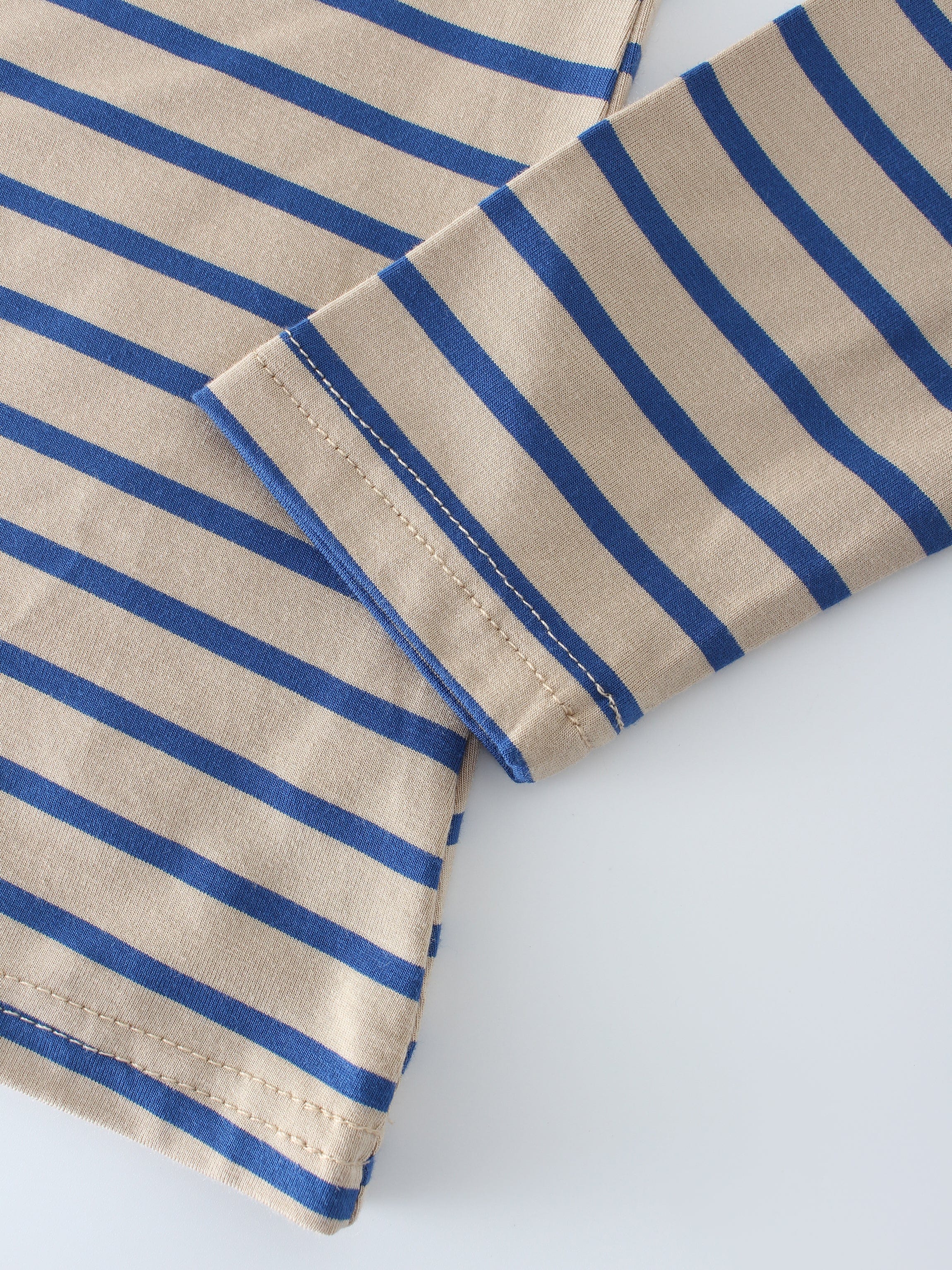 Butter Soft Striped Crew-Tan/Blue