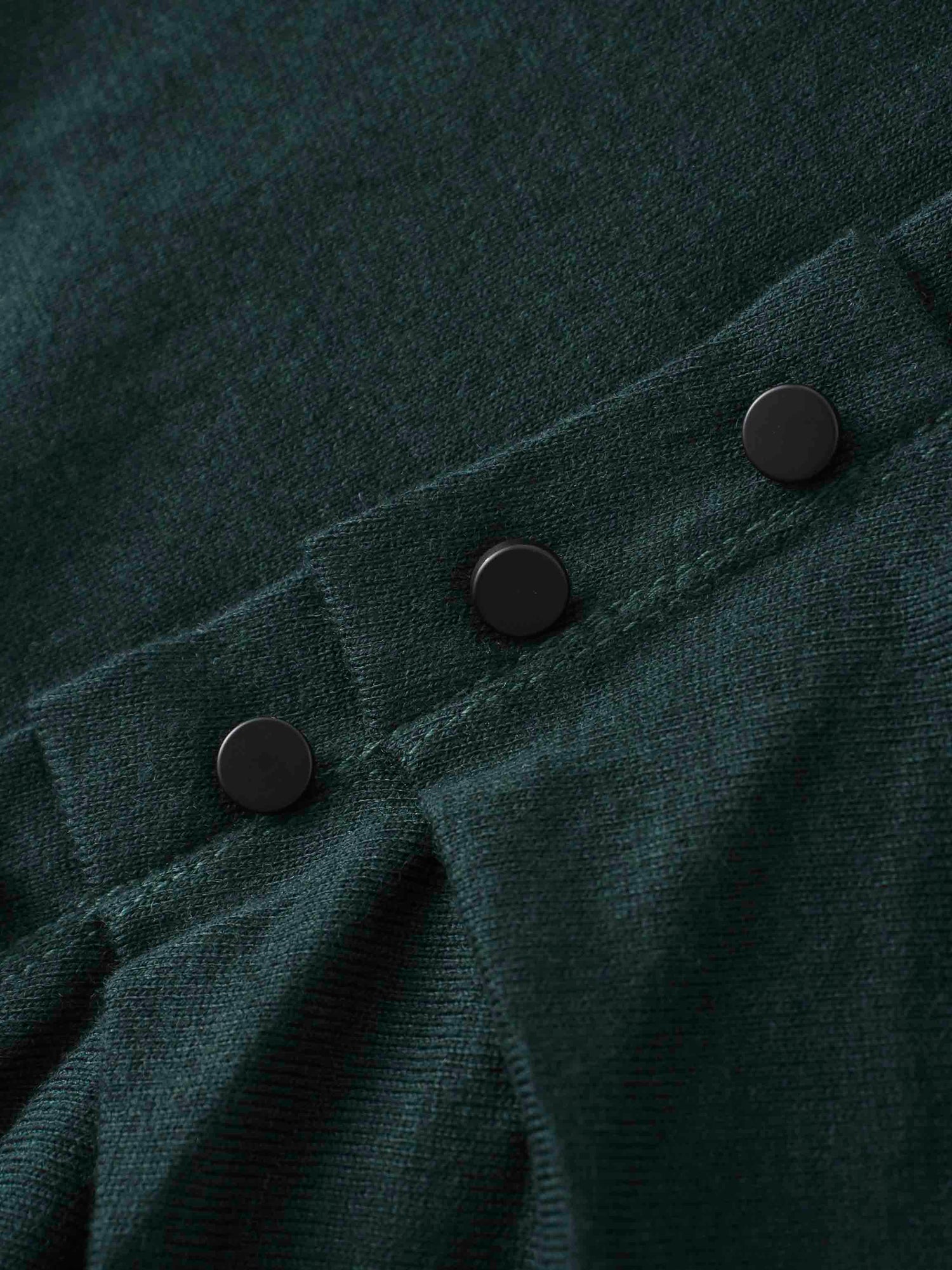 Side Shirred Button Down Knit Dress-Hunter Green