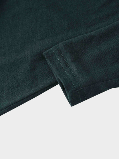Side Shirred Button Down Knit Dress-Hunter Green