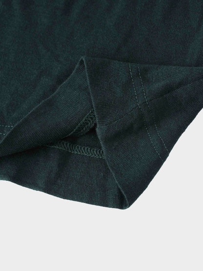 Side Shirred Button Down Knit Dress-Hunter Green