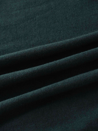 Side Shirred Button Down Knit Dress-Hunter Green