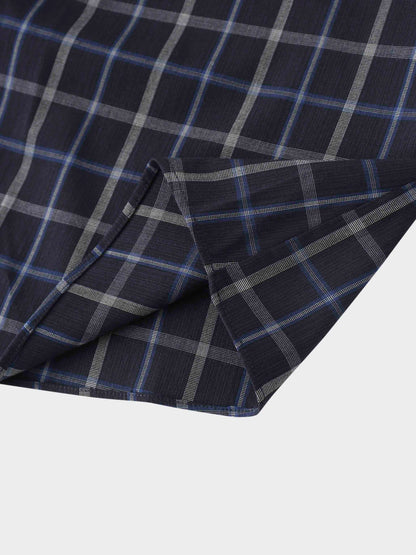 Gathered Overlay Skirt-Blue Plaid