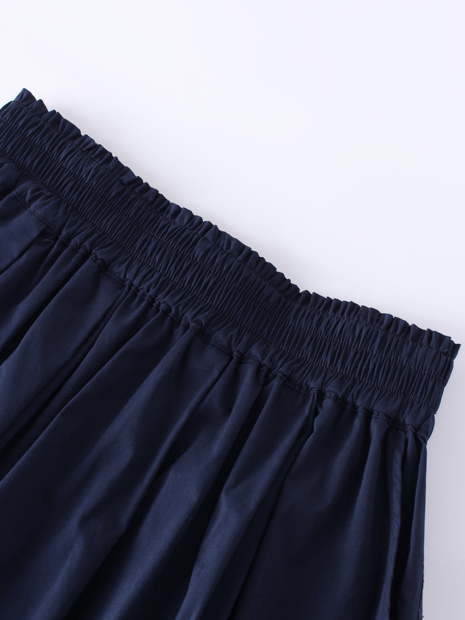 Gathered Waist Skirt-Navy