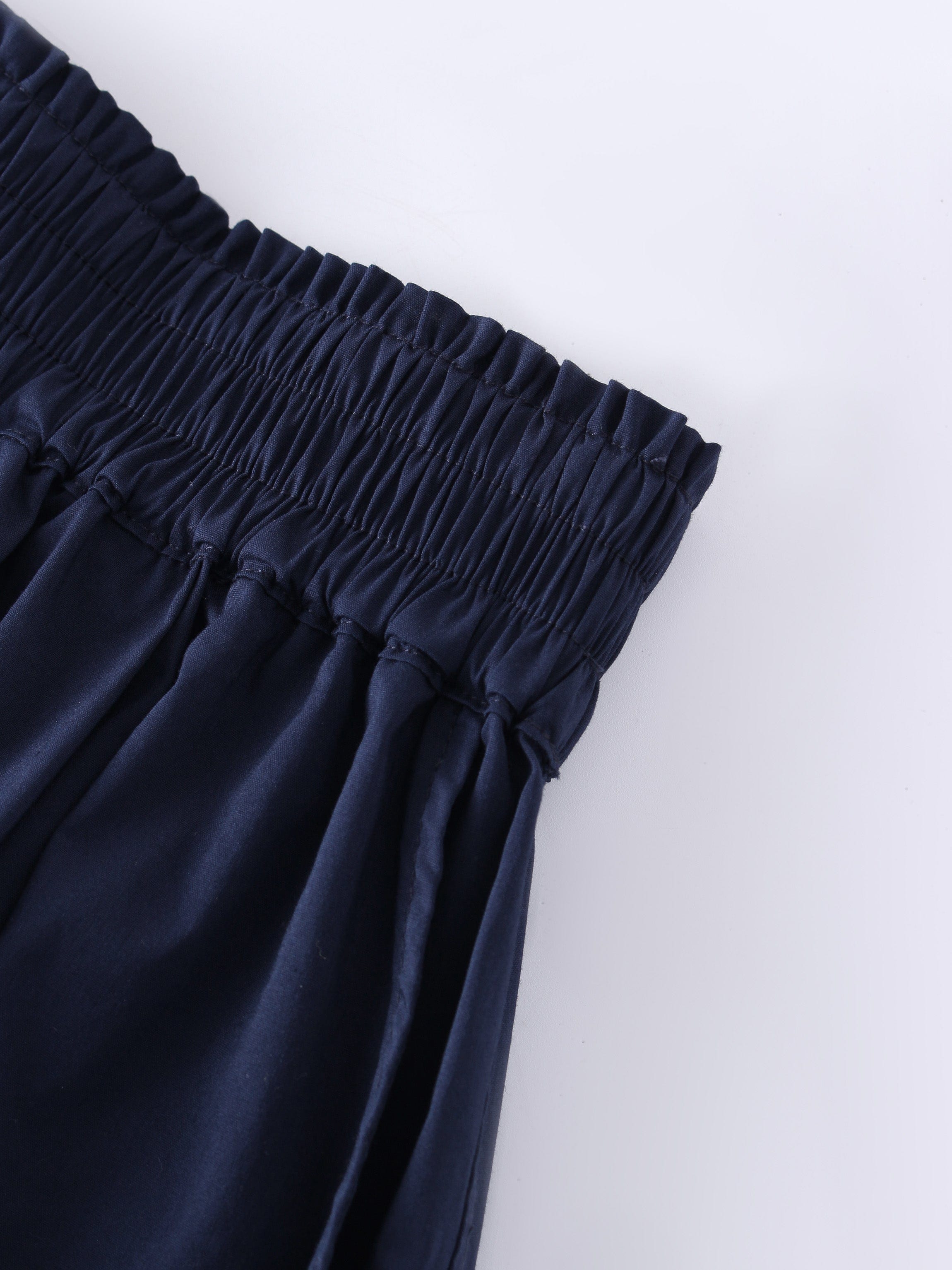 Gathered Waist Skirt-Navy