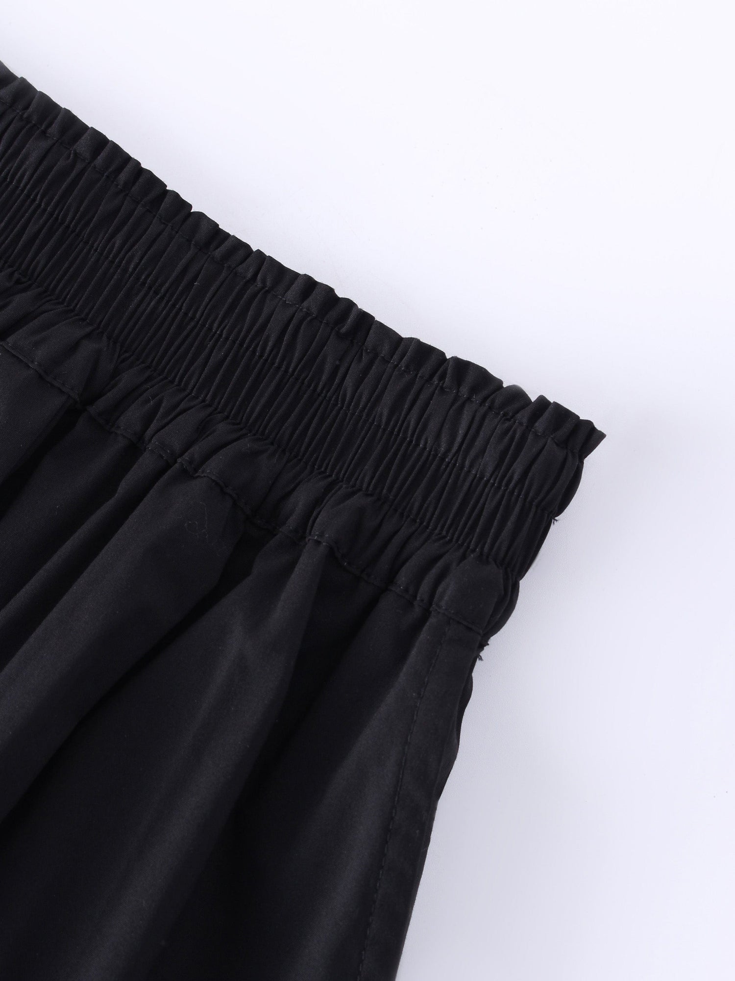 Gathered Waist Skirt-Black