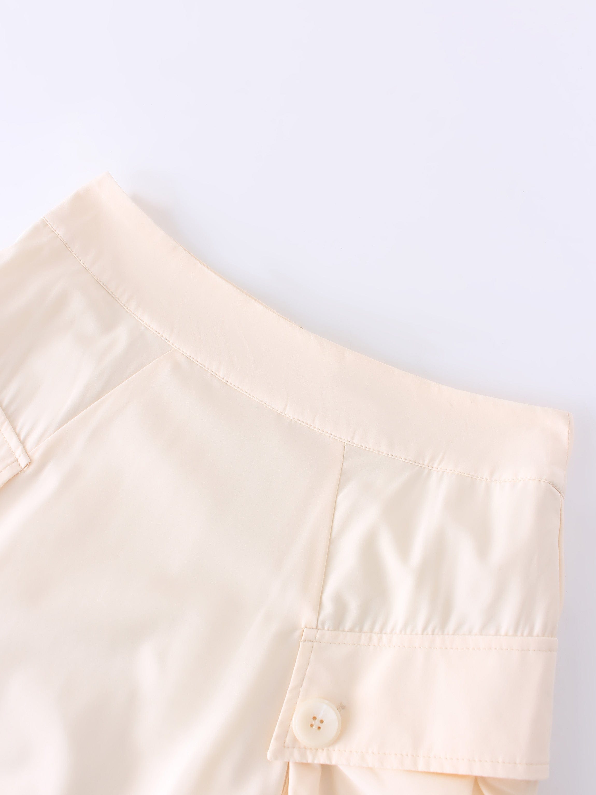 Button Cargo Pocket Skirt-Ivory