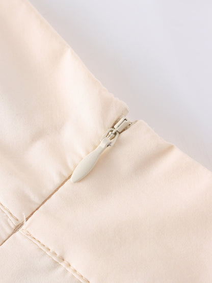 Button Cargo Pocket Skirt-Ivory