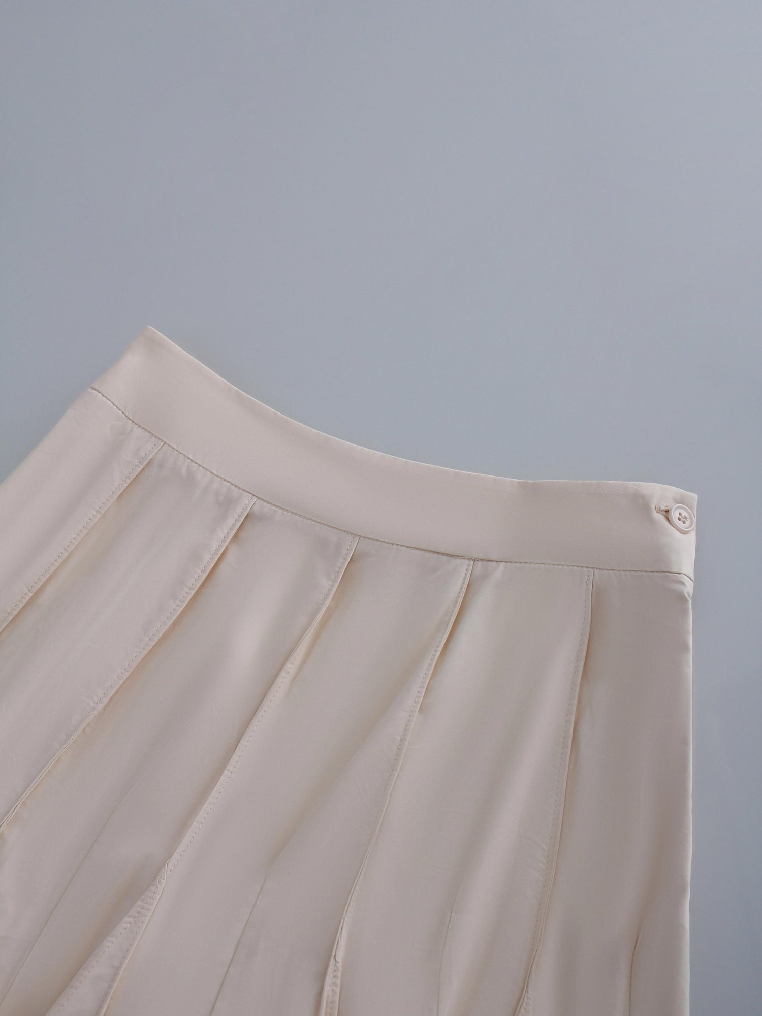 Cotton Pleated Skirt-Cream