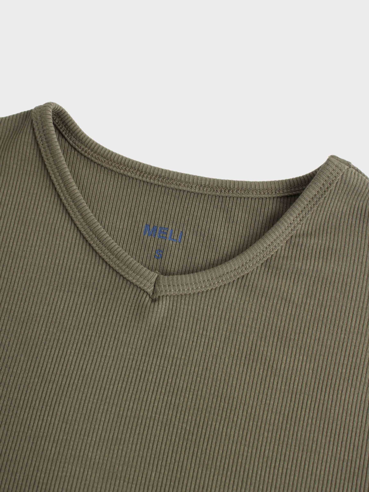 RIBBED HIGH V TEE LS-CAMOUFLAGE GREEN