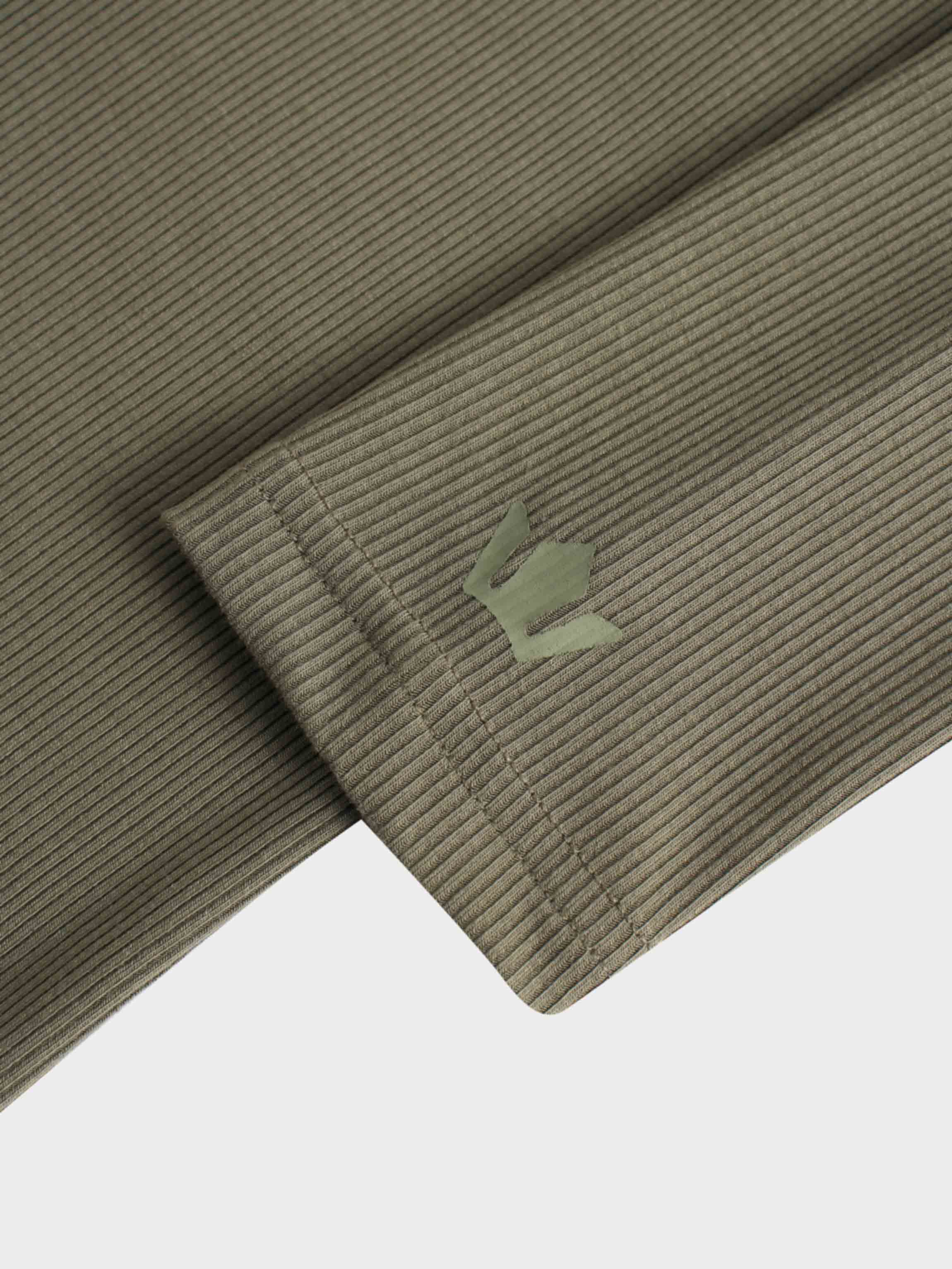 RIBBED HIGH V TEE LS-CAMOUFLAGE GREEN